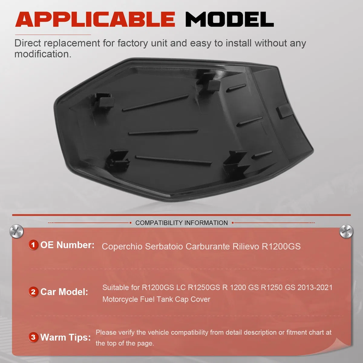 Cubierta protectora de moto para R1250GS R1200GS R 1250 GS 2014-2022, tapón depósito protección