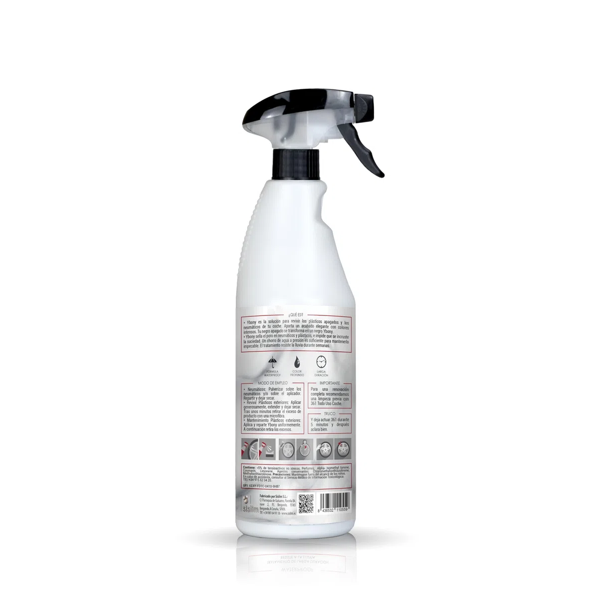 Sisbrill Ybony, Renueva, repara y restaura plásticos deteriorados o blanquecinos - Revive Neumáticos - Proporciona Ultra-Brillo - Resiste la Lluvia - 750 ml + 1 aplicador (Pack 1) | Renueva, repara y restaura plásticos y neumáticos deteriorados con acabad