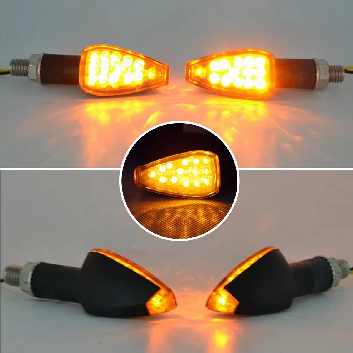 RUIZHI Intermitentes Moto Homologados, Luces LED Para Motocicleta de 4 Piezas, E50 12 / 24V Para el DíA y La Noche