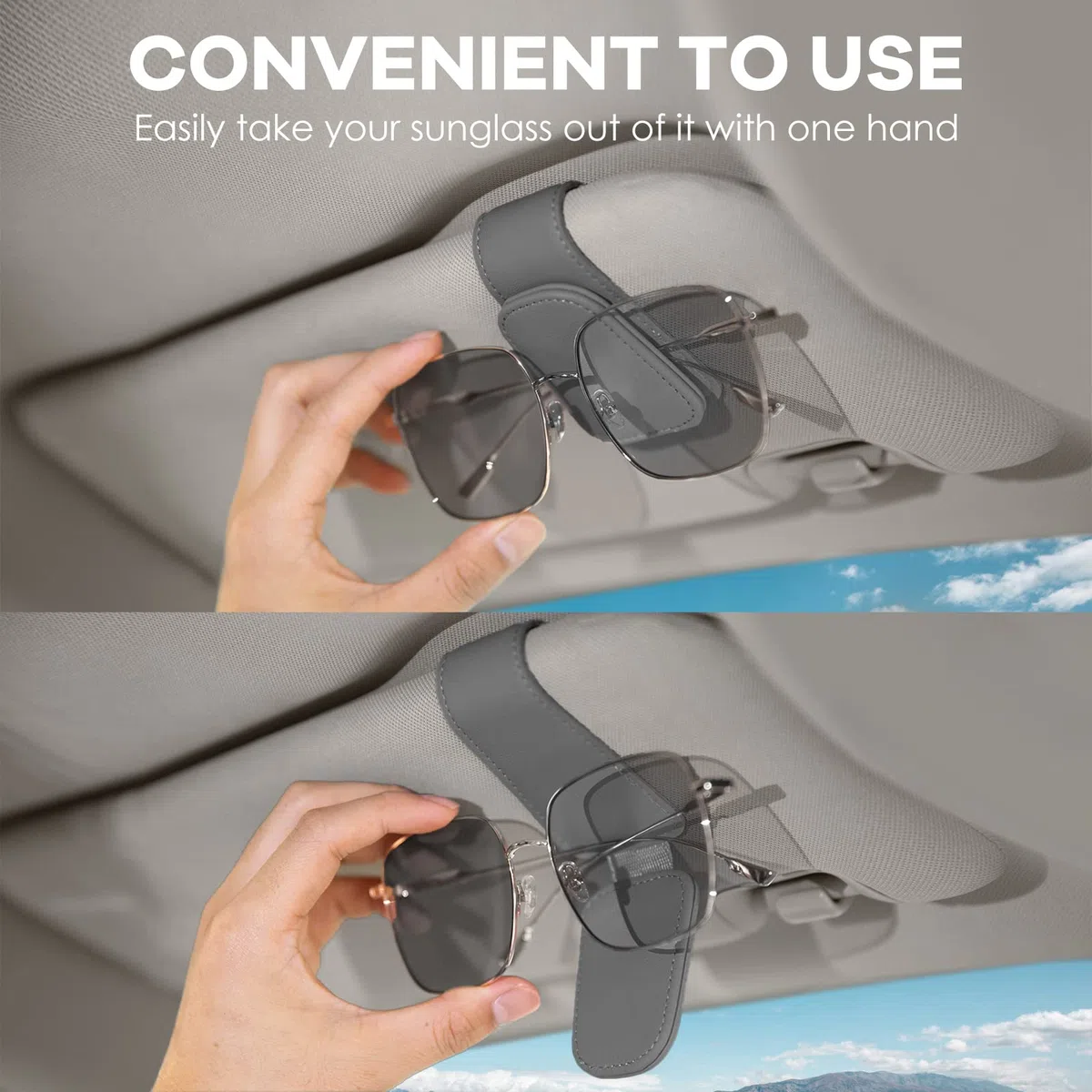 Porta Gafas Coche, 2 Piezas Soporte Gafas Coche Porta Gafas para Coche Universal Magnético Clip Gafas Coche (Gris)