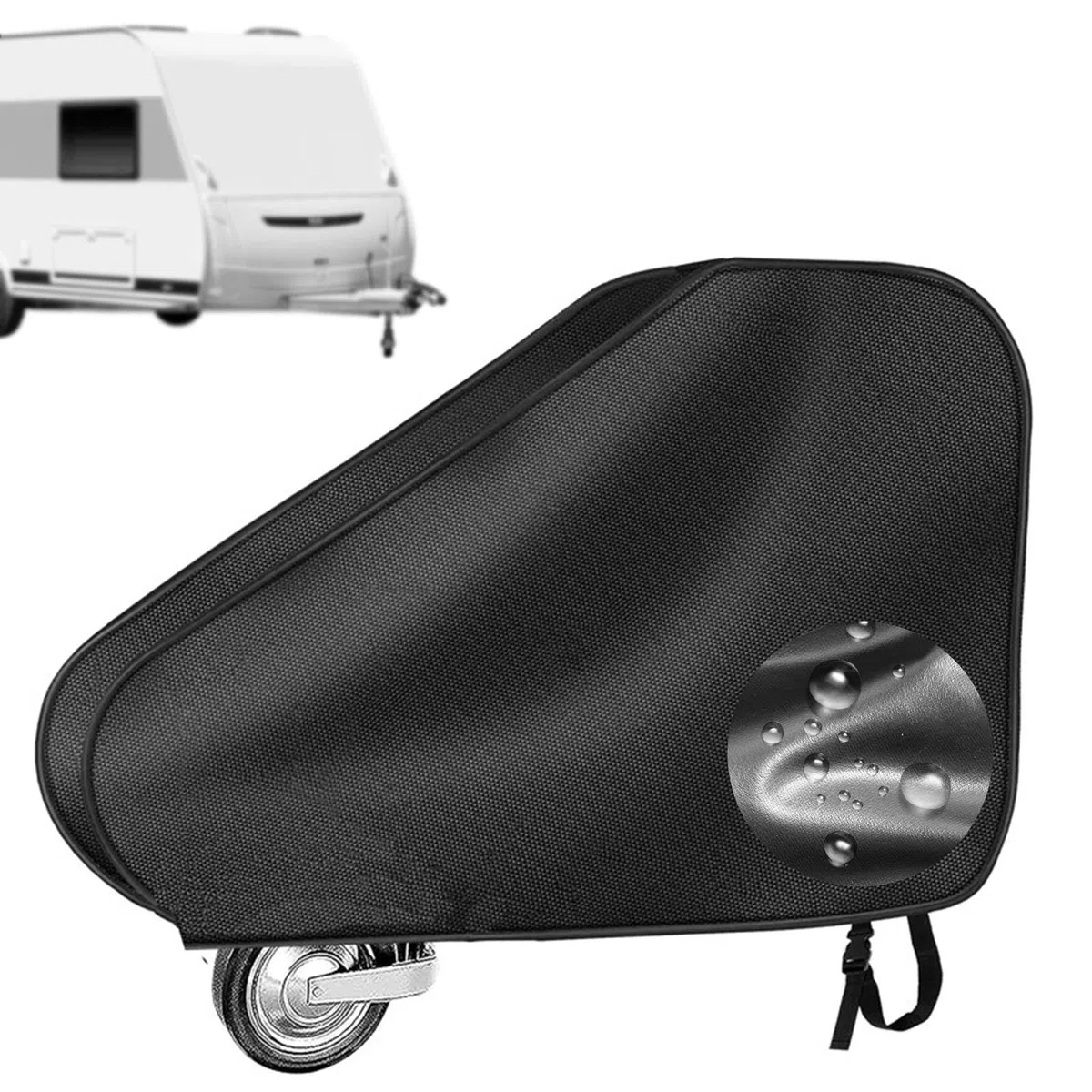 Cubierta para barra de remolque para caravana, enganche de remolque con cierre de clic, tejido Oxford 600D con revestimiento de PVC, 100% impermeable, protección universal para barras de