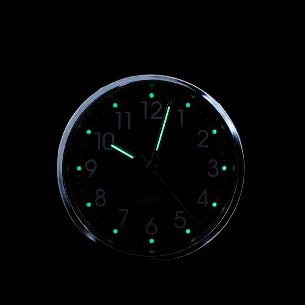 Reloj para manillar de motocicleta, de cuarzo, luminoso, para manillar de 22 a 25 mm, aleación de aluminio fluorescente con almohadilla de goma antideslizante y llave negra, 4,5 x 3,3 cm