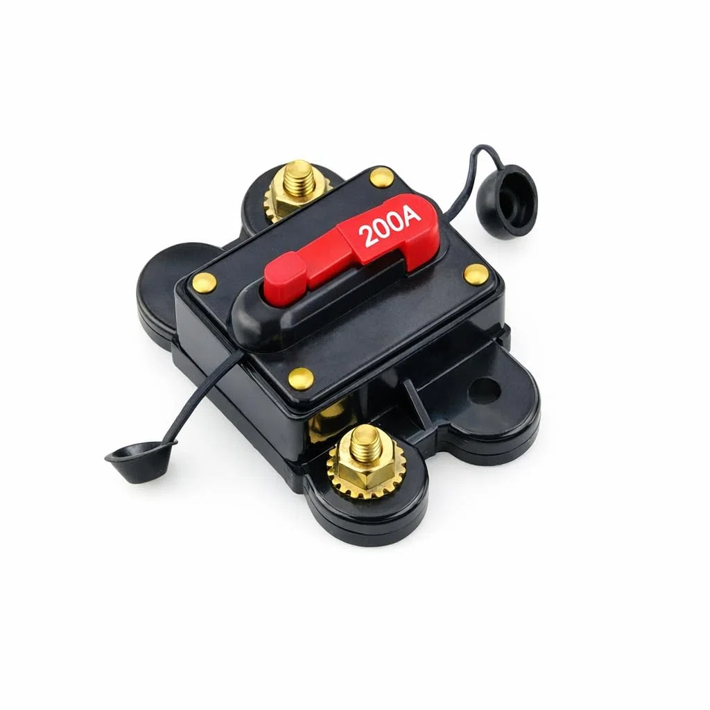 Disyuntor Impermeable, Fusible 200A 12V-24V Audio Interruptor de Circuito, Reinicio AutomáTico para Motor Auto Coche Barco Marino Bicicleta.