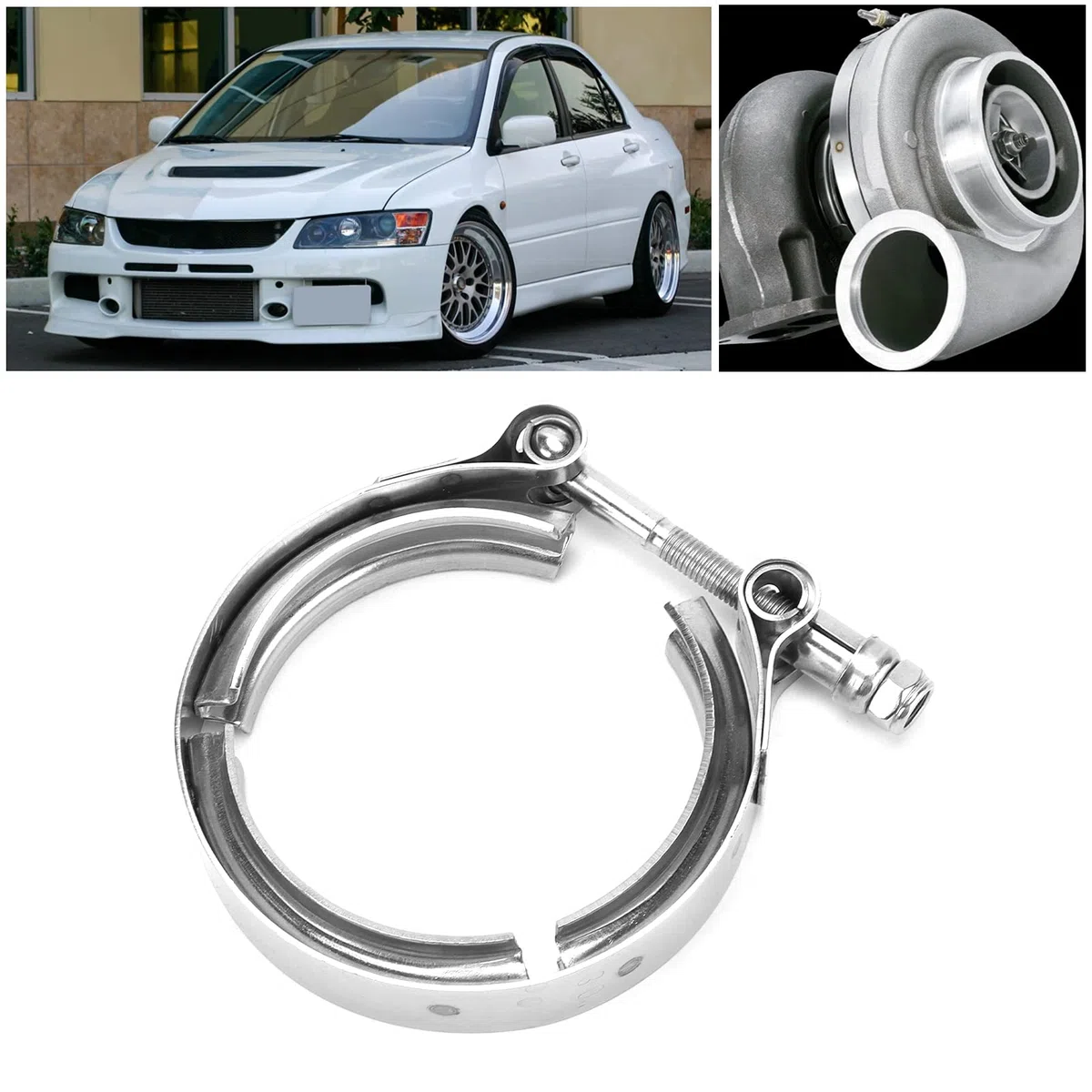Abrazadera de banda en V para automóvil Abrazadera de banda en V de 3 pulgadas Turbocompresor Tubo de bajada de escape Acero inoxidable Accesorios universales para automóvil Abrazadera de banda en V A