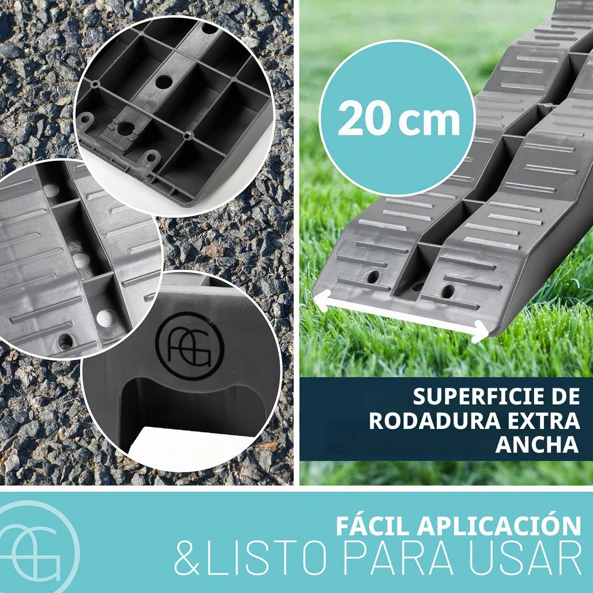 AG Automotive cuñas niveladoras, rampas de acceso, cuñas de compensación para autocaravana, caravana, Womo Level Up rampa, camping, gris