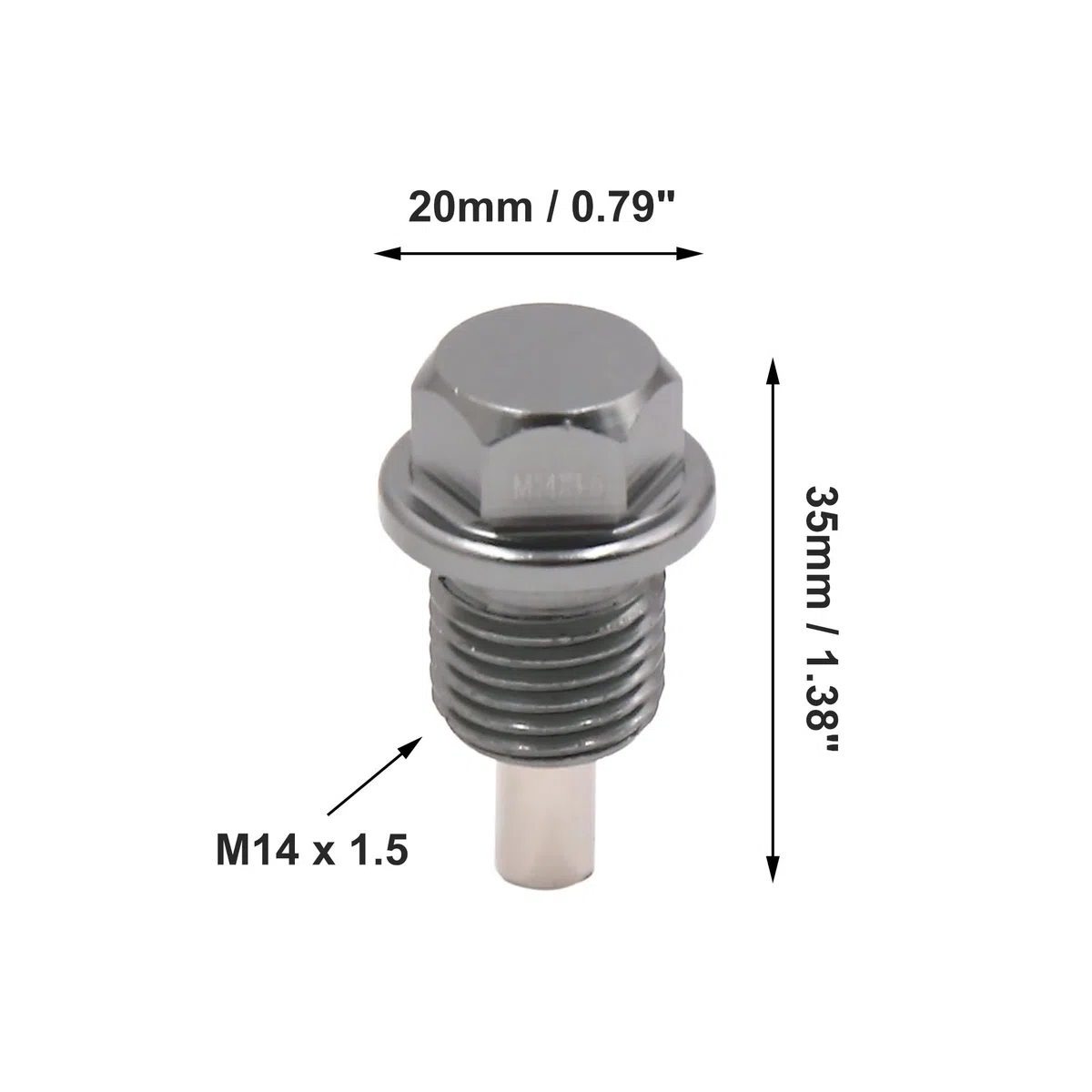 sourcing map Tornillo Magnético para Drenaje De Aceite M14X1.5Mm 1Pc | Gris, Rosca M14 X 1.5Mm, Con Arandela, Recoge Partículas Metálicas