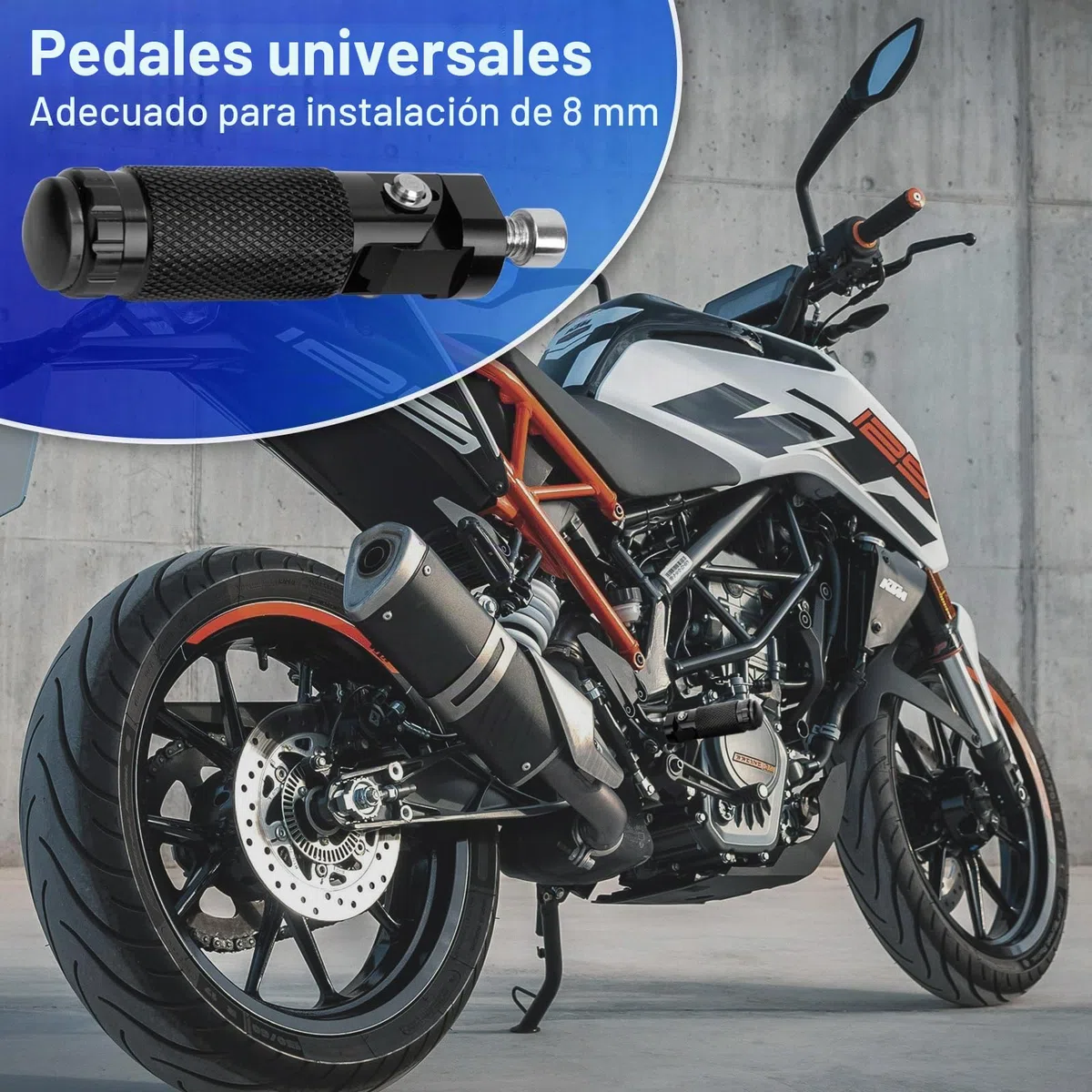Estriberas Moto Estriberas De Motocicleta Abatibles 90 Grados Universal 8mm Estriberas De Motocicleta Cnc Aluminio (Pareja, Negro)