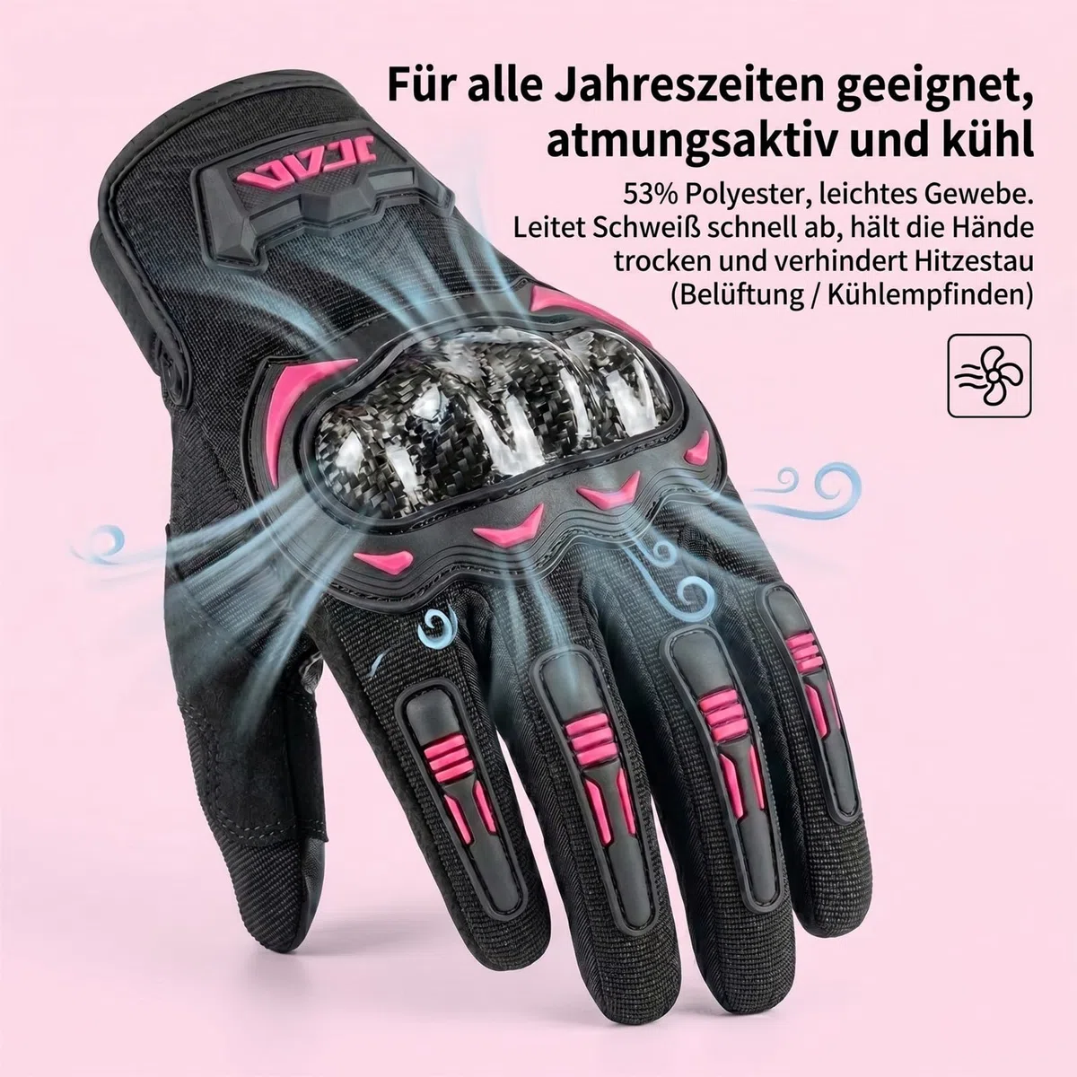 Guantes de Motocicletas de Verano, Guante de Motocross de Mujeres, Estuche Duro Anti-Caza/Pantalla táctil/Fibra de Carbono para Moto, Ciclismo, conducción