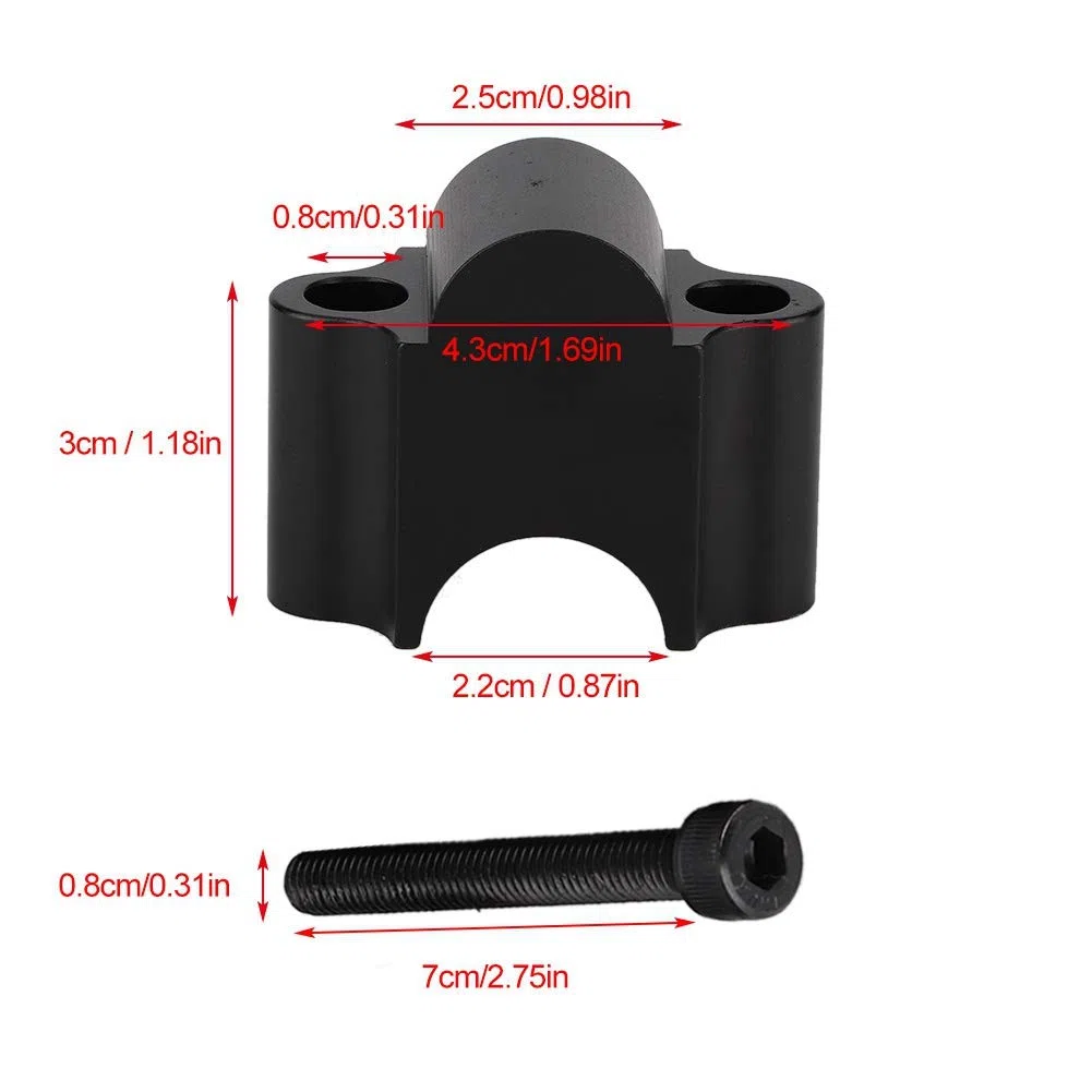 Sujetador universal de 7/8'' 22 mm para manillar de motocicleta, abrazadera de elevación de aleación de aluminio negro, compatible con KAWASAKI, SUZUKI, Victory (Negro)
