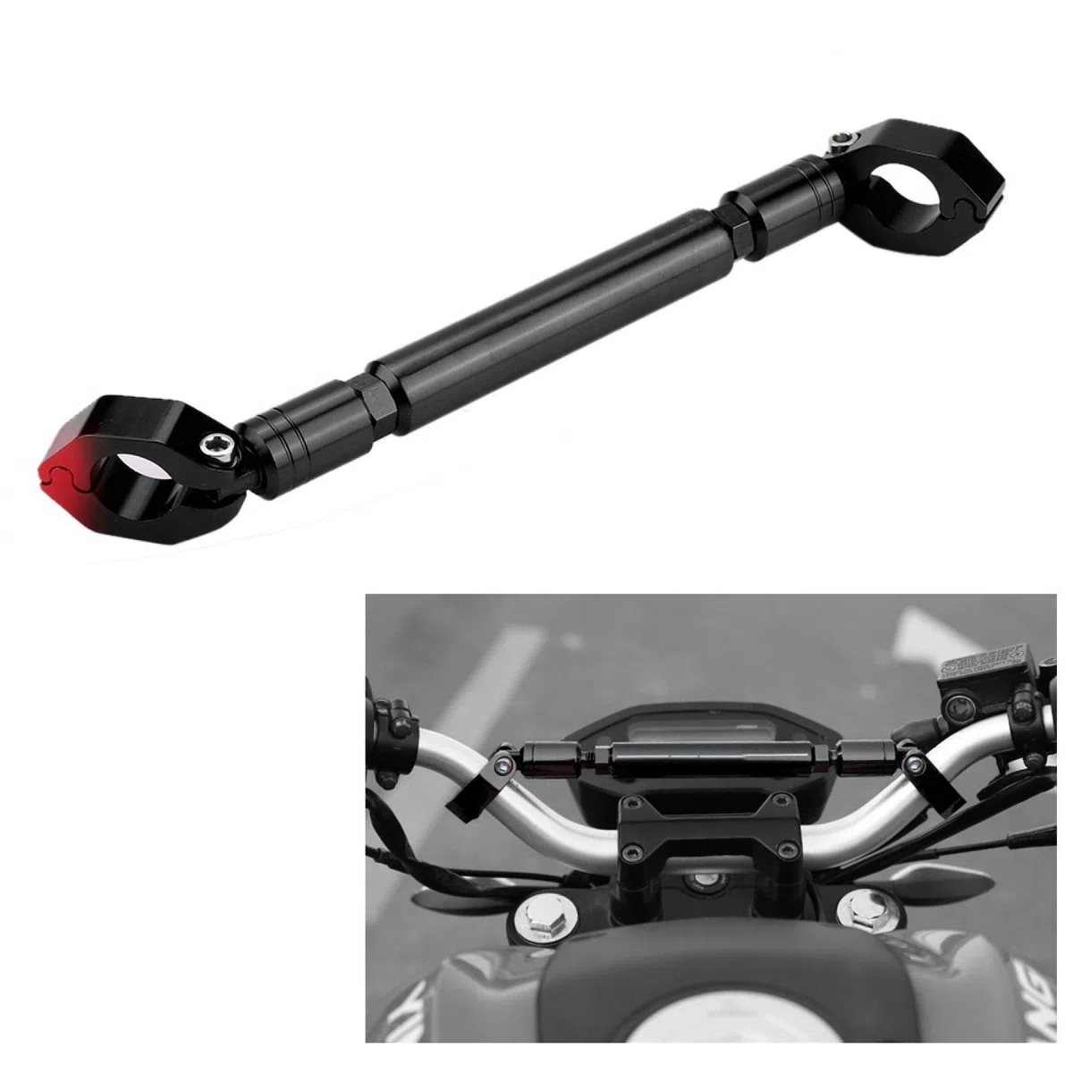 Barra de Equilibrio para Motocicleta Aleación de Aluminio Universal Manillar 22 mm Negro Accesorio Transversal Motocicleta