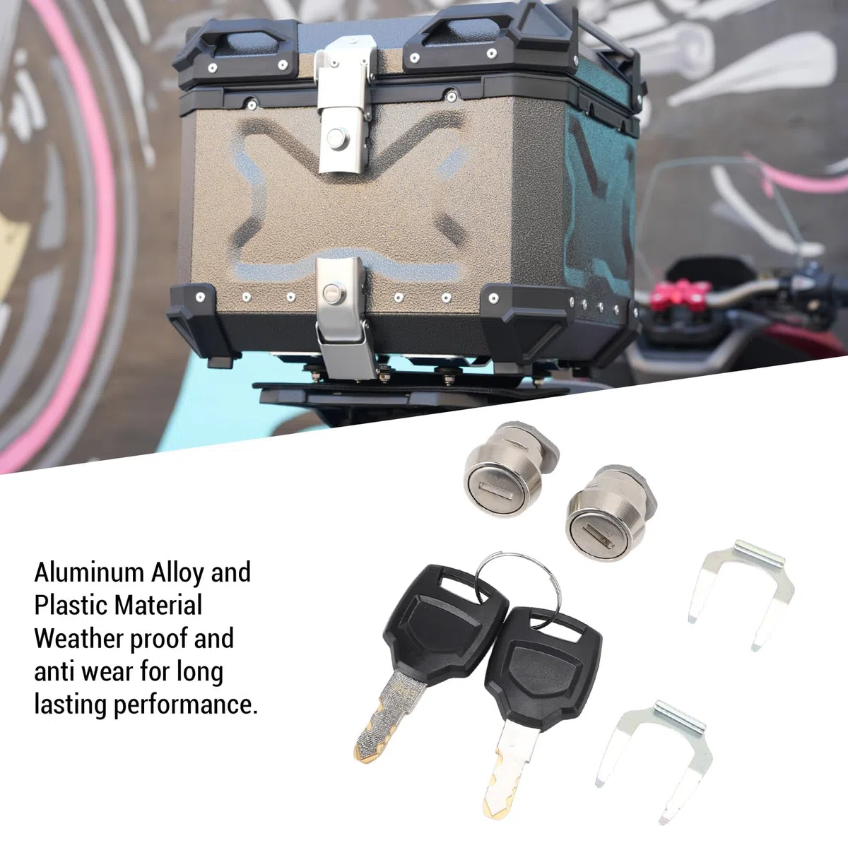 Tbest Juego de Llaves y Enchufes para Baúl de Motocicleta para Maletas de Equipaje Universales de 25 L y 100 L, Cerradura de Aleación de Aluminio con 2 Llaves 2 Cilindros, Fácil Instalación