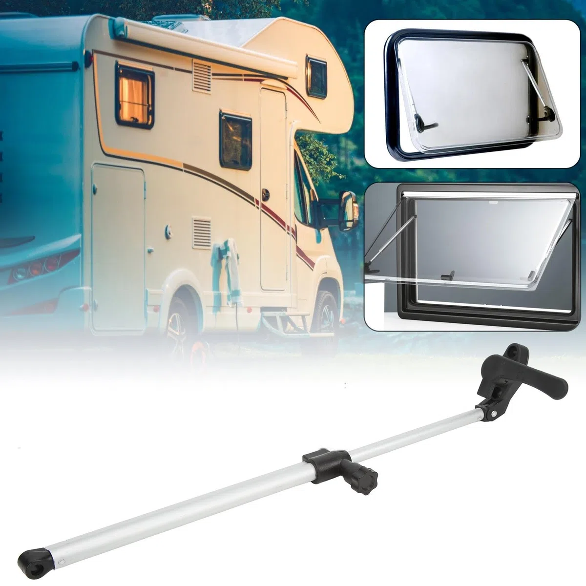 Soporte Telescópico Para Ventana De Caravana 310-435mm Varillas Ajustables De Aleación De Aluminio Juego De 2 Para Autocaravana Remolque Yate Ventana Abatible
