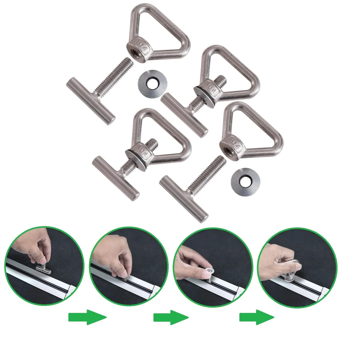 Twowinds - Tornillo Sujeción Carga en Riel Compatible con VW Transporte Seguro T5 T6 Multivan California Caravelle Caravana - Fijación Segura Guía Carril (Set de 4)