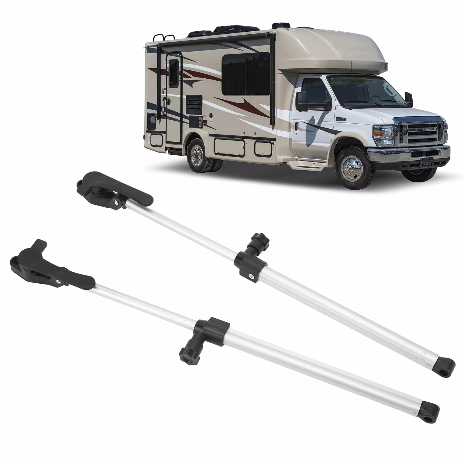 Soporte Telescópico Para Ventana De Caravana 310-435mm Varillas Ajustables De Aleación De Aluminio Juego De 2 Para Autocaravana Remolque Yate Ventana Abatible