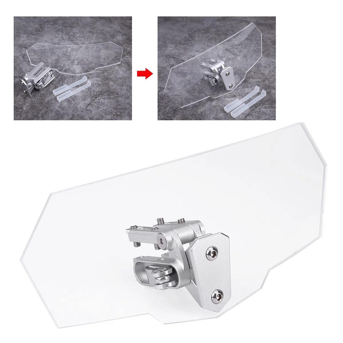 Parabrisas de Motocicleta, Deflector Cupula Moto Deflector de Viento Ajustable Clips para Motos de Alerón de Viento Universal Transparente para la Mayoría de Las Bicicletas