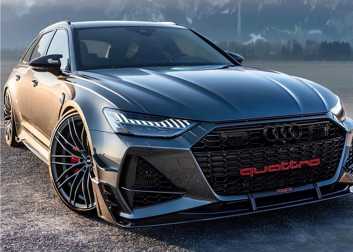 Inscripción QUATTRO compatible con Audi, accesorio emblema negro con bordes rojos, instalación con abrazaderas, logotipo tuning