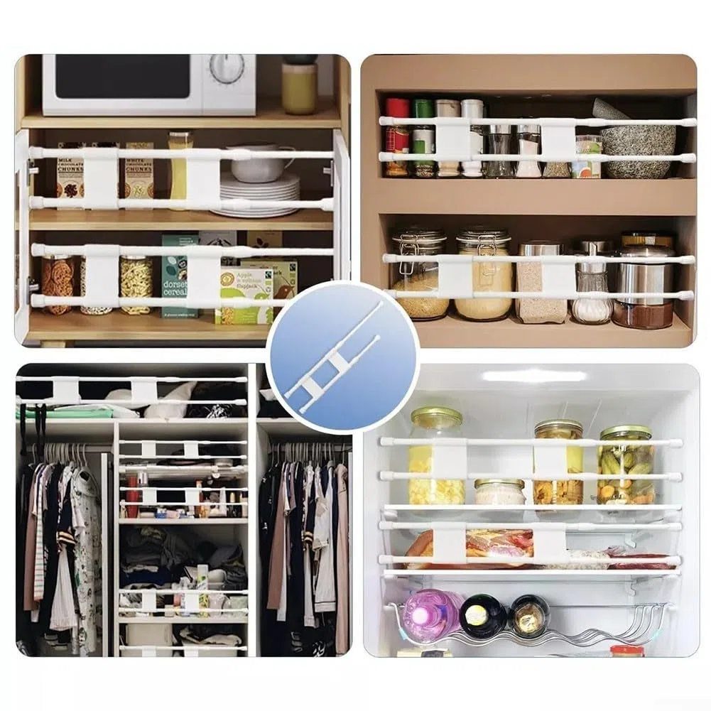 Barras de refrigerador ajustables para caravana, barras de tensión para nevera, barras de tensión dobles para caravana, barras de tensión ajustables, organizador de nevera, estante extensible