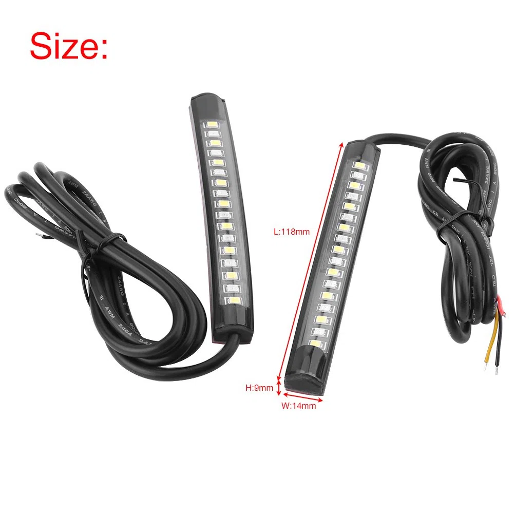 Keenso 17 tiras de luces LED SMD flexibles universales 2x12V Luces de freno de coche Intermitente Luz Trasera Banda Luminosa para Moto Bicicleta Coche RV