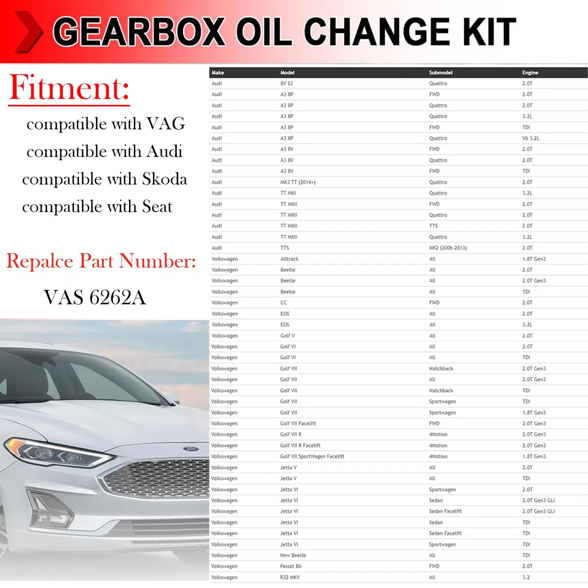 Adaptador de Cambio de Aceite de transmisión OEM Vas 6262 VAG para Manguera de llenado de Aceite Audi.