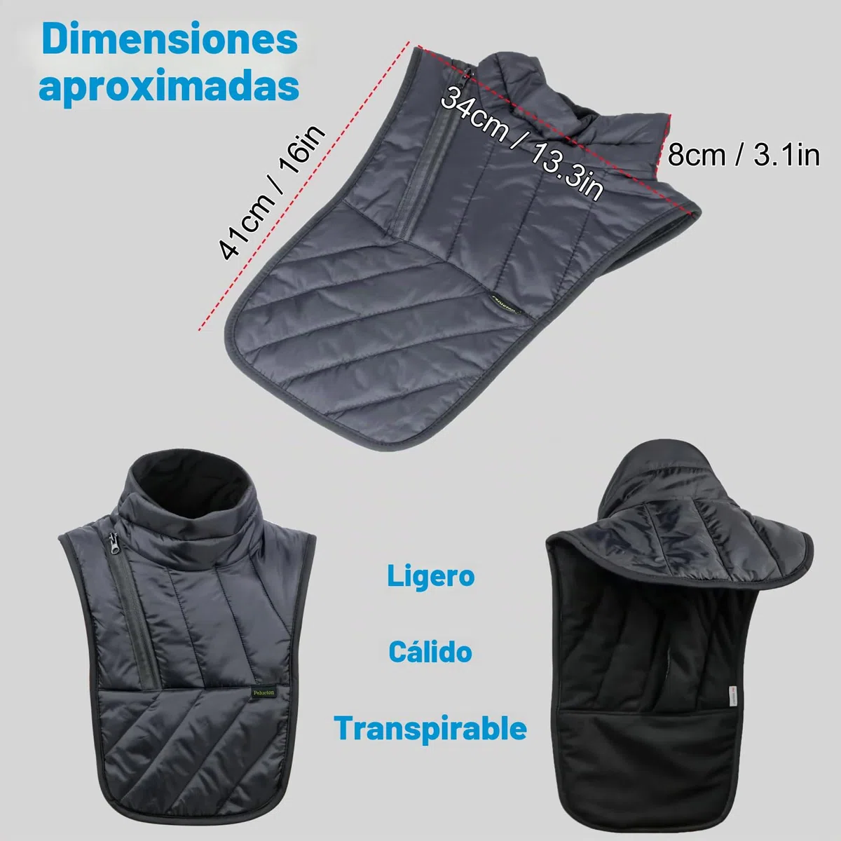 Braga Cuello Moto Invierno，Pecho y Hombro Calentador Ajustable, Térmico Cortaviento Bufanda de Cuello de Moto, Protector de Cuello de Moto al Aire Libre