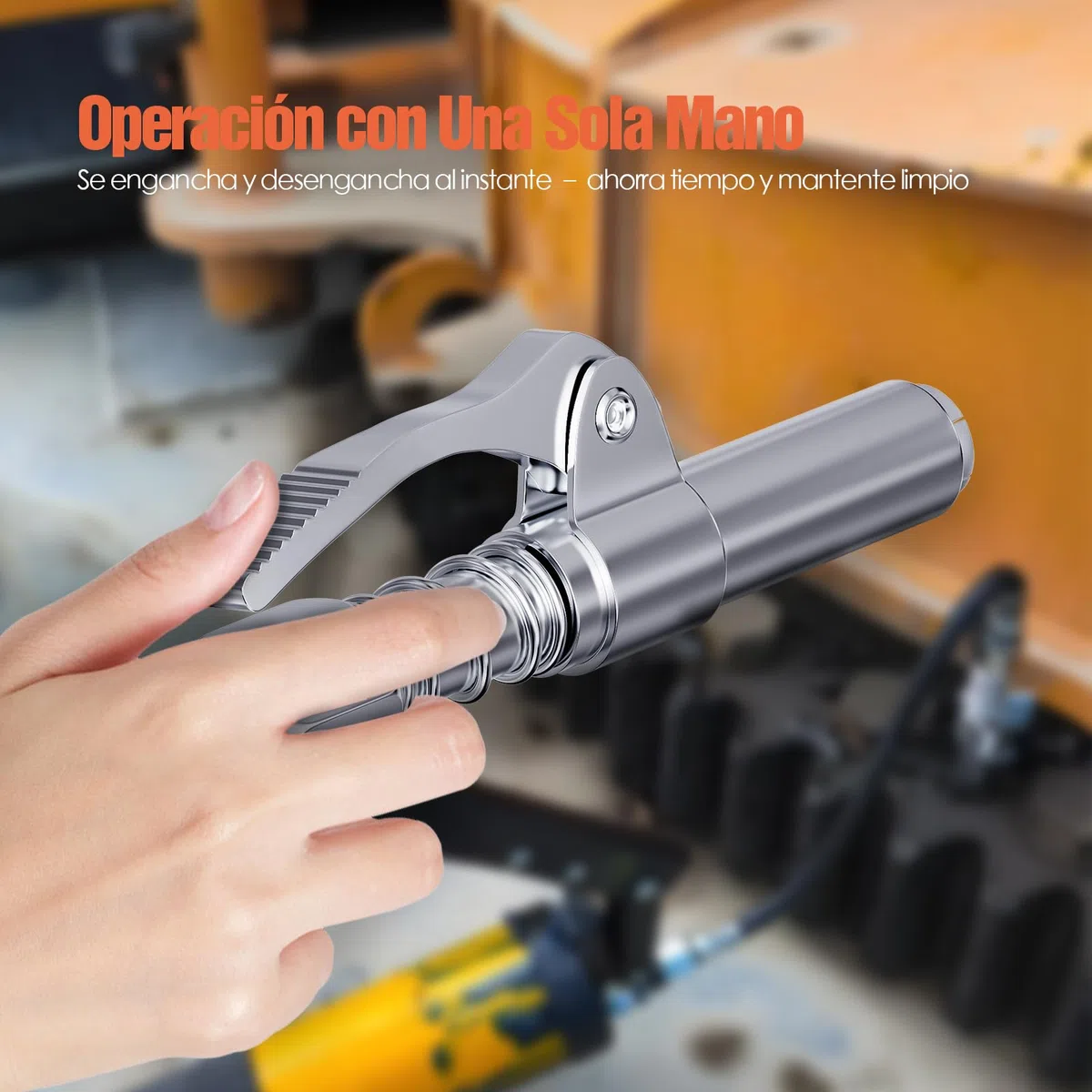 TRILINK Boquilla Engrasadora 2 Piezas – Acoplador de Pistola de Grasa con Liberación Rápida y Uso con Una Mano – 6 Mordazas – Adaptador 1/8" NPT Compatible con Engrasadores SAE y Métricos