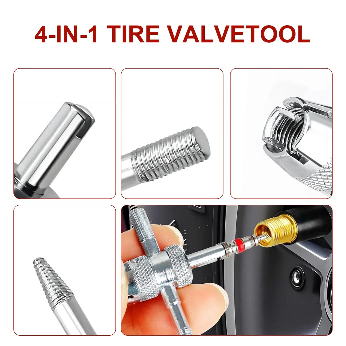 22 Piezas Herramientas para Válvulas de Neumáticos Set,con Válvula de Goma TR413 TR414,Que Incluye Extractor de Válvulas,Herramienta de Gancho,para Coches, Camiones y Motos (Negro y Rojo)