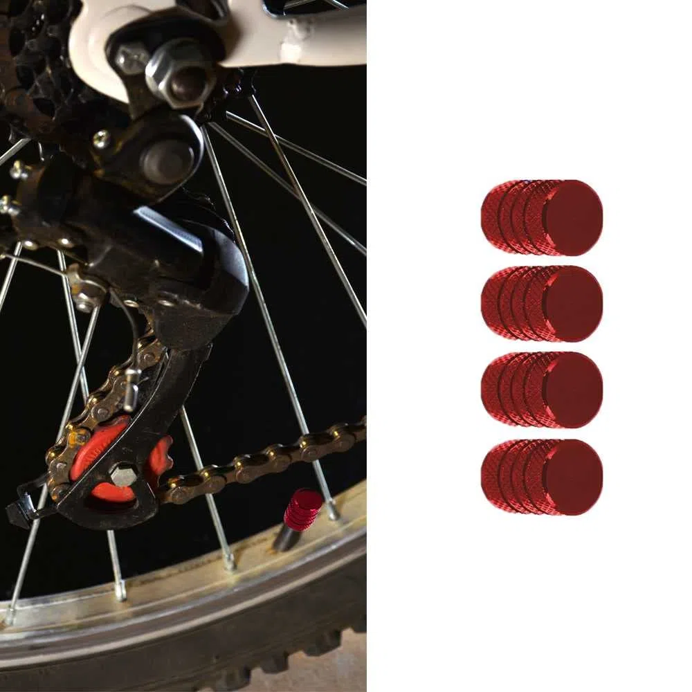 OcioDual 4 Tapones Metálicos Circular Color Rojo para Ruedas Válvulas Americana Coches Motos Motocicletas Tapón de Protección Neumaticos con Válvula Coche Moto Moticicleta