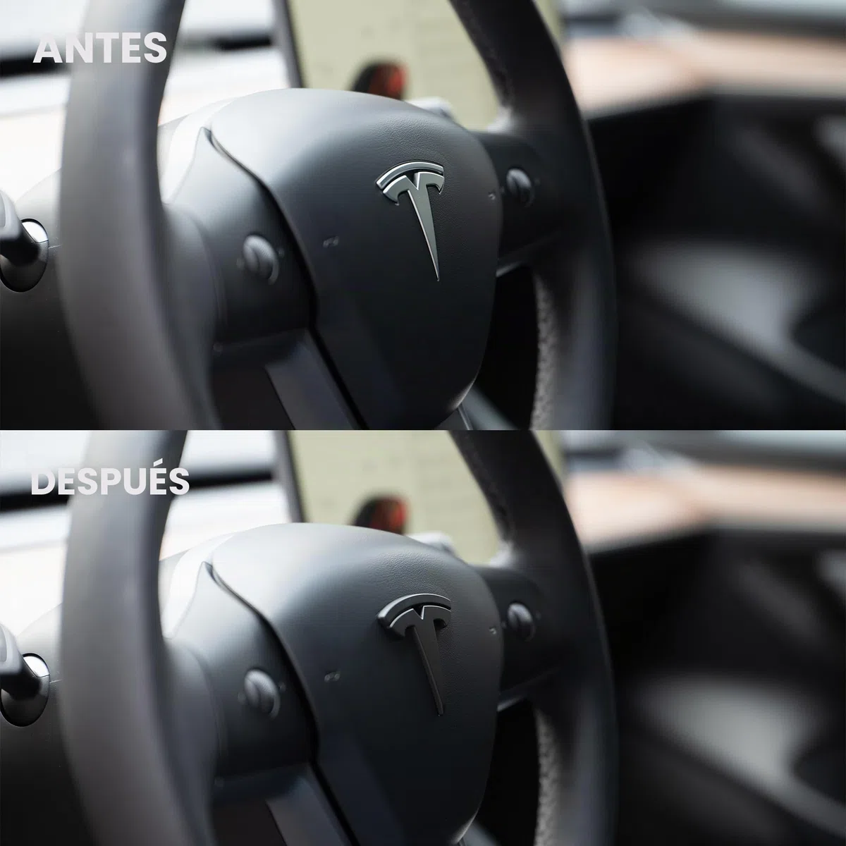Emblema Logo Shop4EV para Tesla Model Y Negro Mate Set de 3 Piezas Delantero/Trasero/Volante Accesorios (Tesla Model Y)