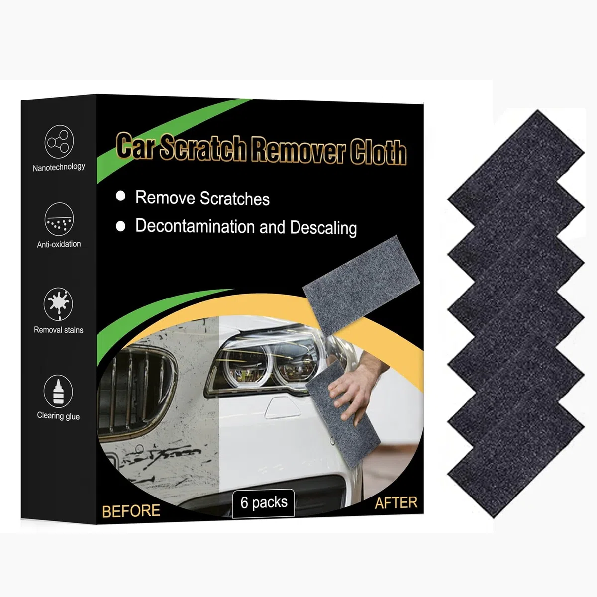 Nanopolix scratch remover cloth – Paño con nanotecnología para eliminar arañazos del coche, nano polix scratch remover, pulido profundo reutilizable, reparación de pintura en 60 segundos – Nanopolix v