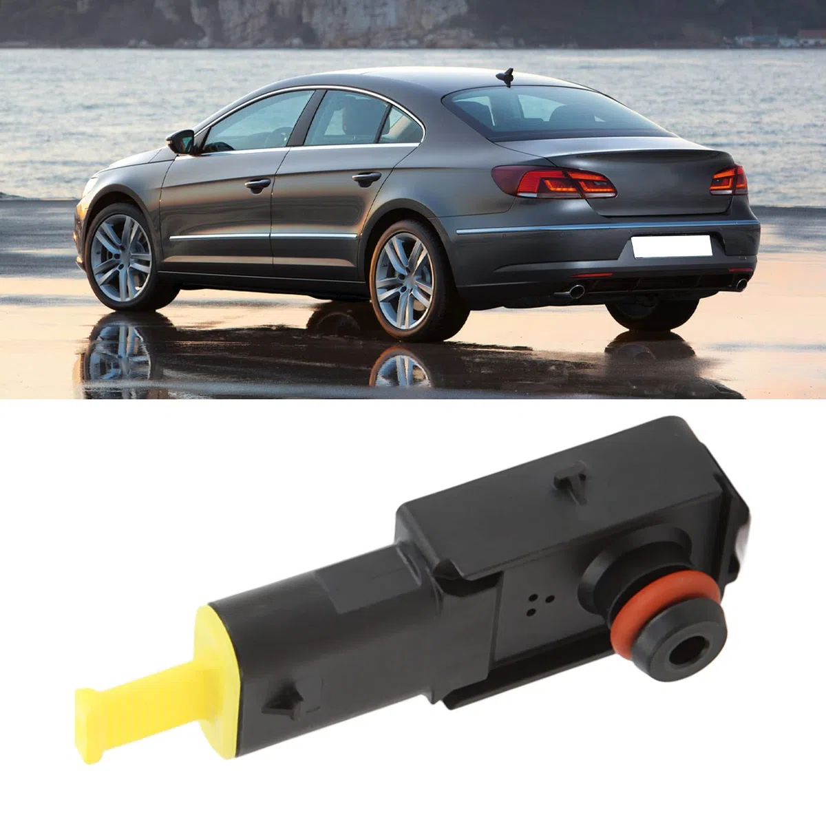 Sensor de presión de coche, BOROCO, sensor de presión de refuerzo de freno de coche negro 5Q0 906 207, repuesto para A1 A3 A5 A6 A7 A8 Q2