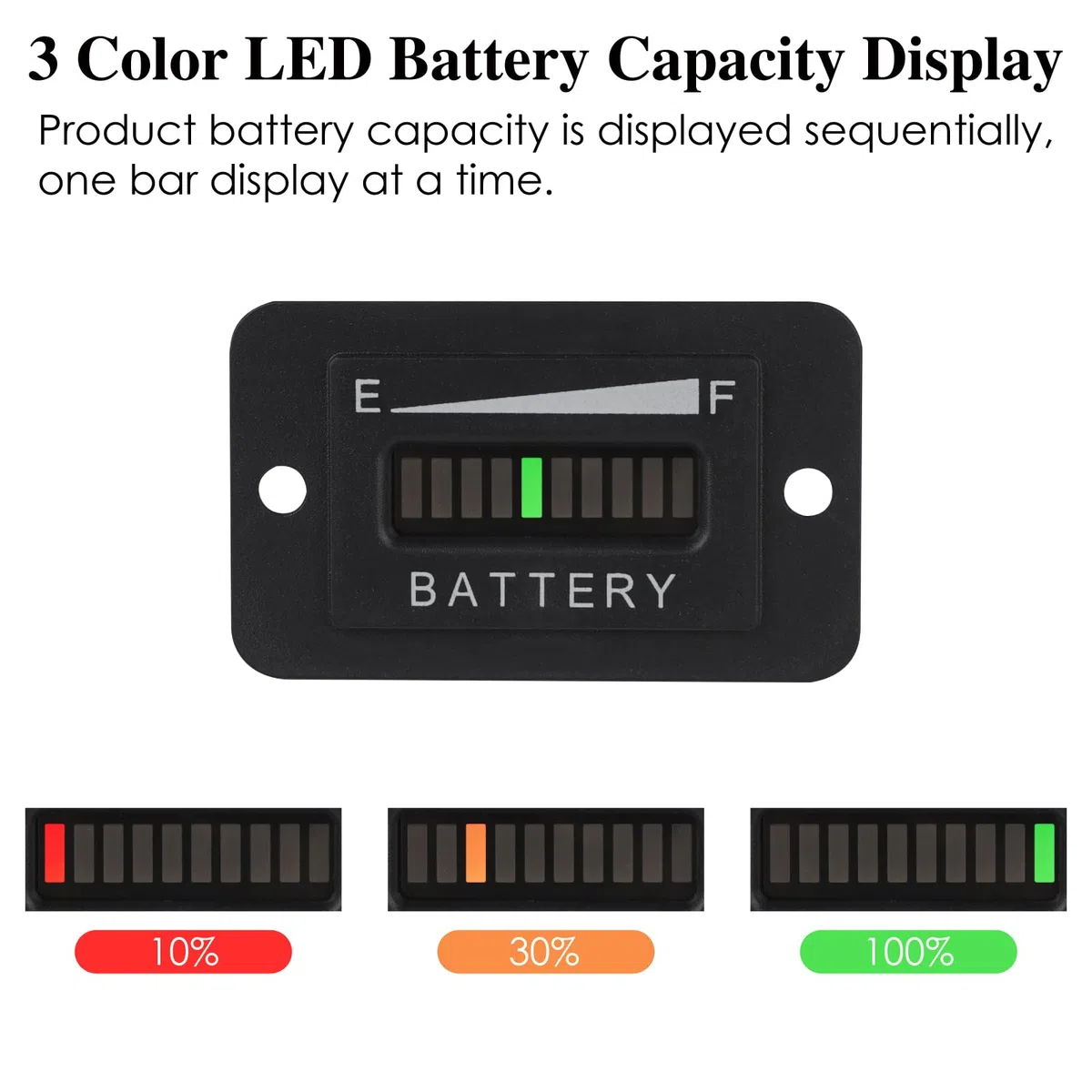 Indicador de batería Pantalla LED grande Voltímetro de plomo Ácido Traje para equipos de corriente continua, tales como carretillas elevadoras Carro de golf Equipo (LA-48V)