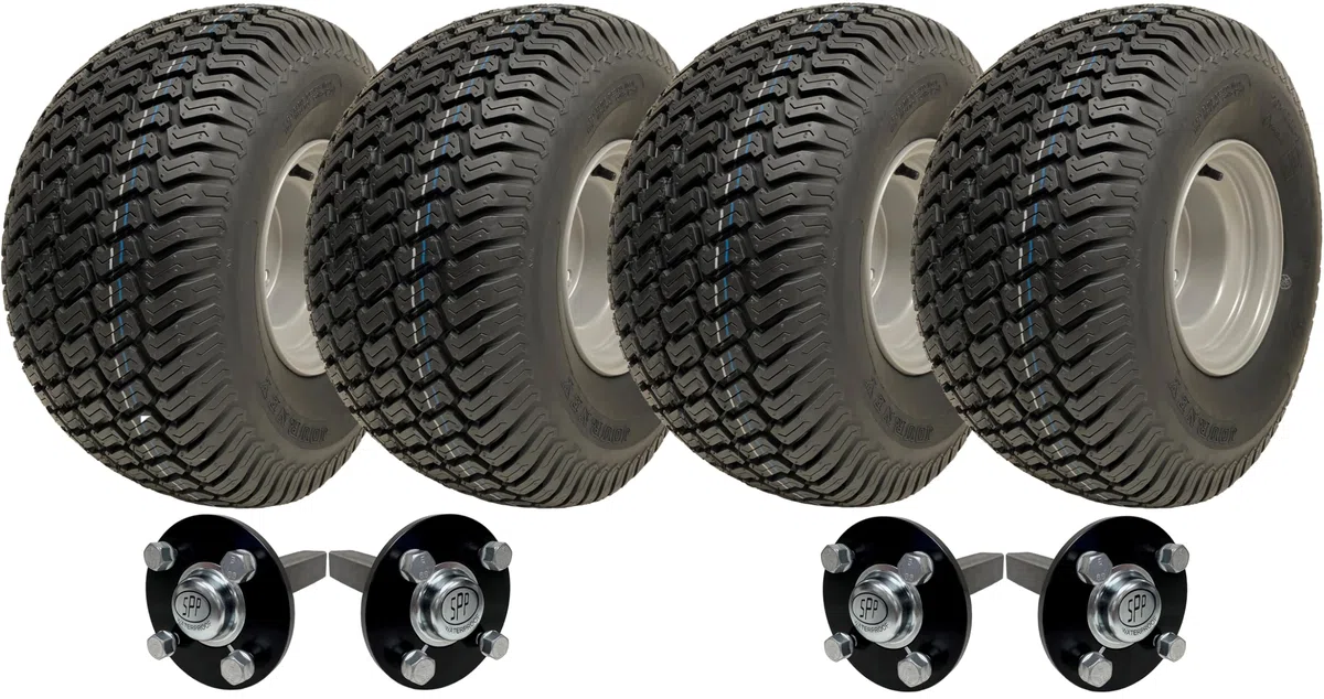 Parnells - Kit de Remolque Cuádruple para ATV - 4 Piezas de Neumáticos y Ruedas Wanda, 20x10.00-8 + 4 Piezas de Buje PCD de 100 mm, eje Corto de 40x40 mm - 1800 kg, sin Enganche, Solo Todoterreno