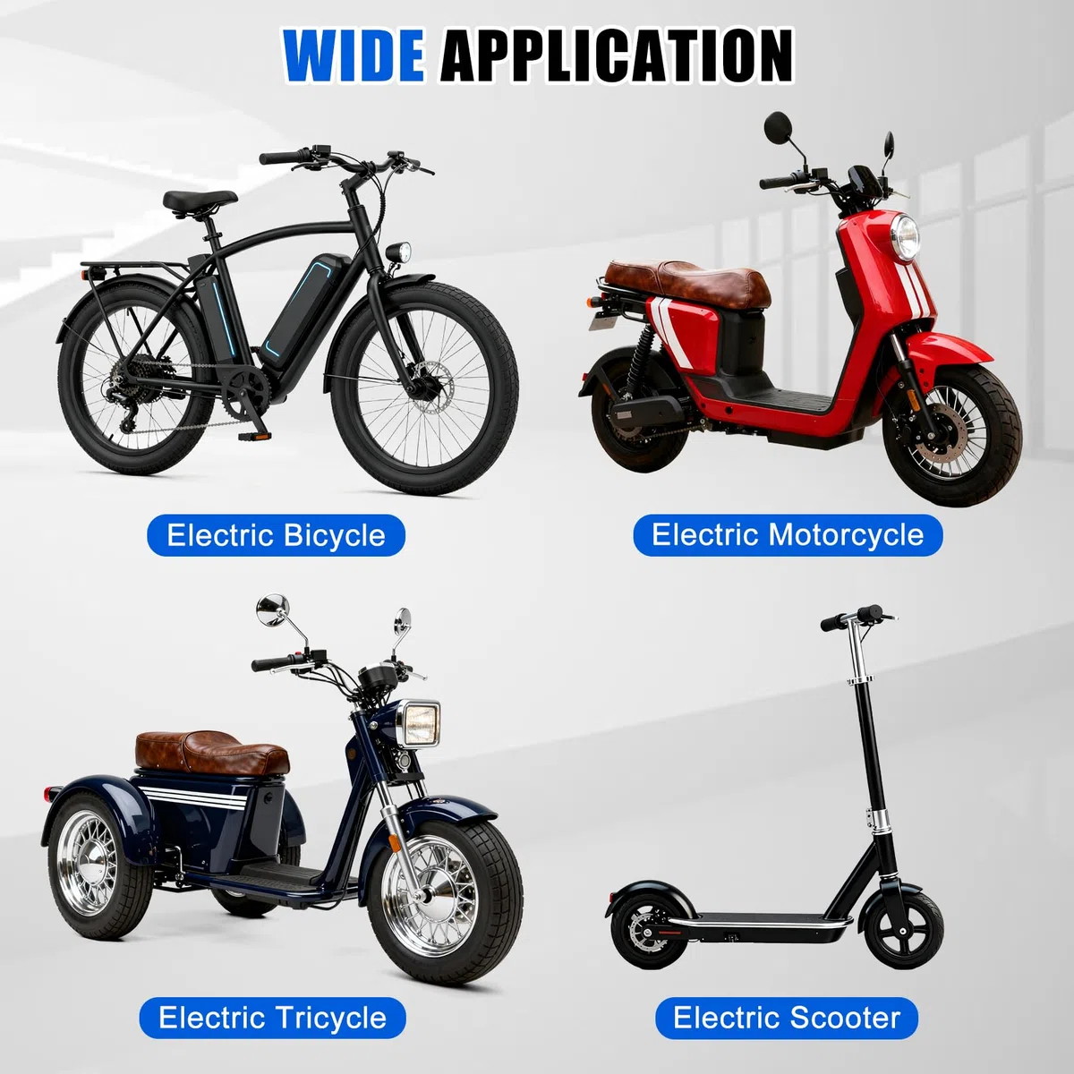 PSLER 20X Acelerador de giro completo para EBike, acelerador de 12V-72V de 3 pines para manillar de 22,2 mm para bicicleta eléctrica, scooter, motocicleta con conector impermeable