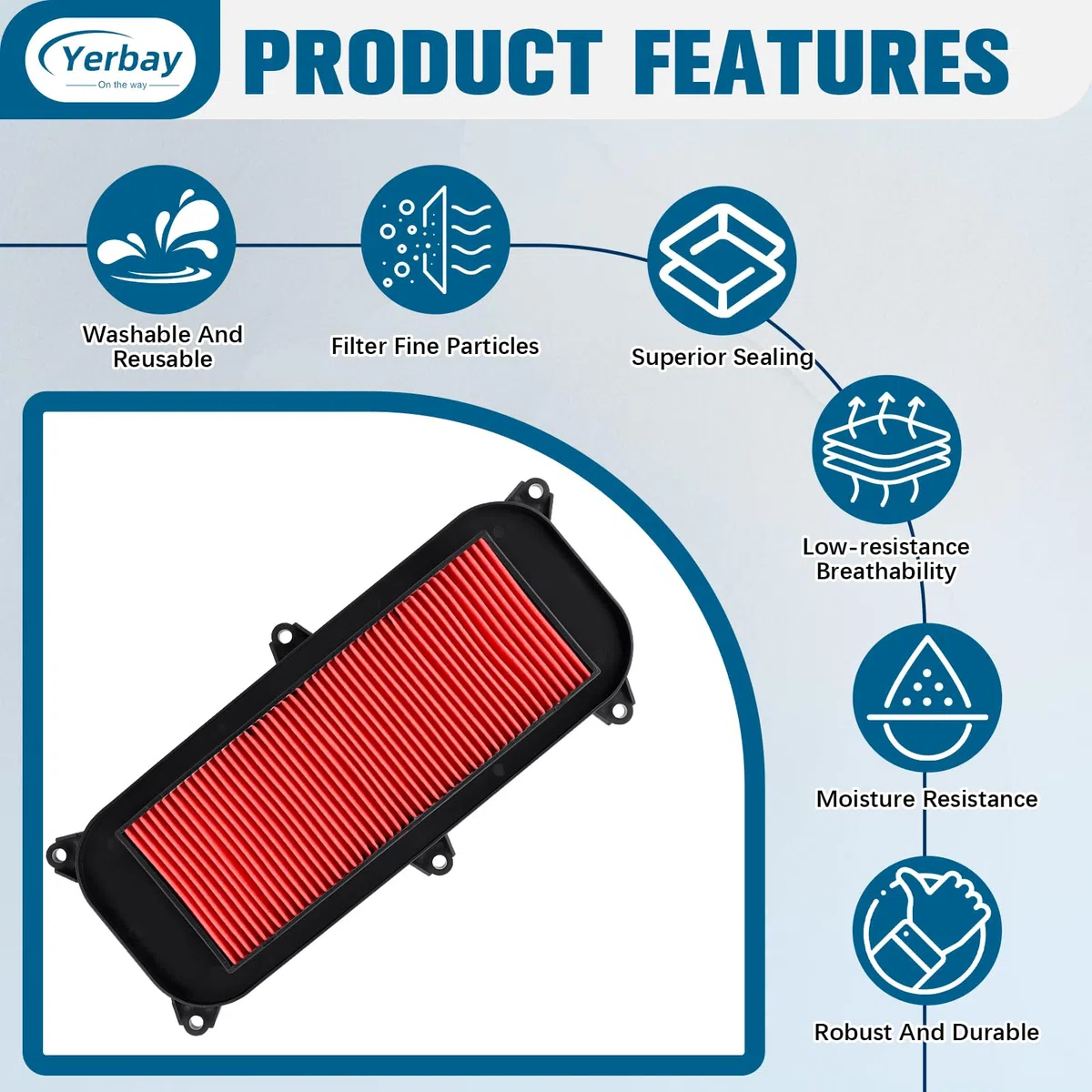 Filtro de aire para Kymco 125 Dink i.e. 2006-2015/125 Grand Dink 2001-2011/150 Grand Dink 2001-2011/250 Xciting 2005-2008/300 Xciting RI 2008-2015
