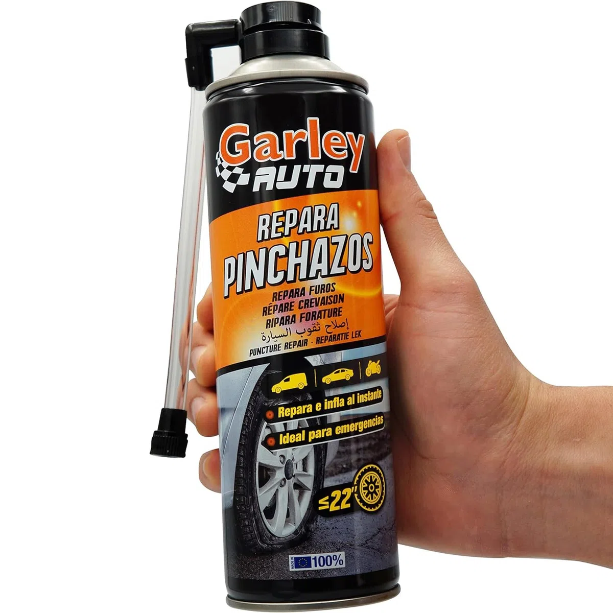 KROWN - Repara Pinchazos Coche, Spray Sellador de Emergencia para Reparar Rueda Pinchada 500 ml