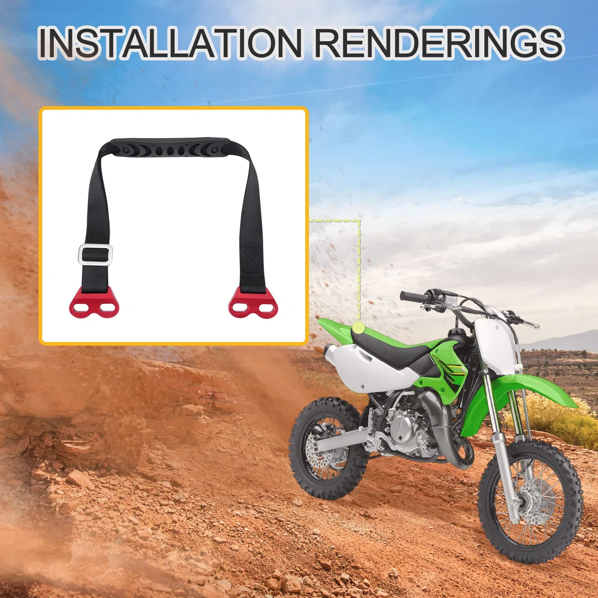 GOOFIT Correa de Rescate Ajustable Delantera Tirar Sling Cinturón Accesorios de Seguridad Reemplazo Universal para Motos de Dirt Motocross Suzuki, Rojo