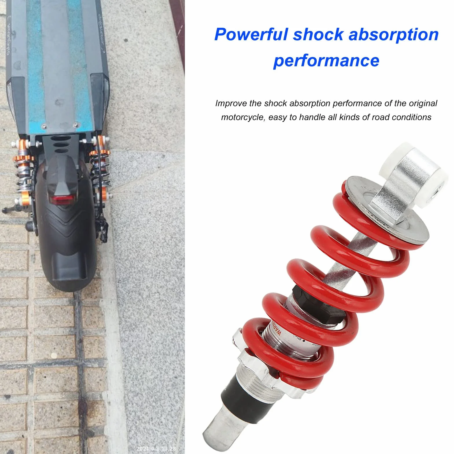 150mm/5.91in Universal Moto/ATV Amortiguador 750LBS Carga Ajustable Diseño de Resorte para Vehículo Eléctrico, Scooter, Ciclomotor, Mini Motocicleta