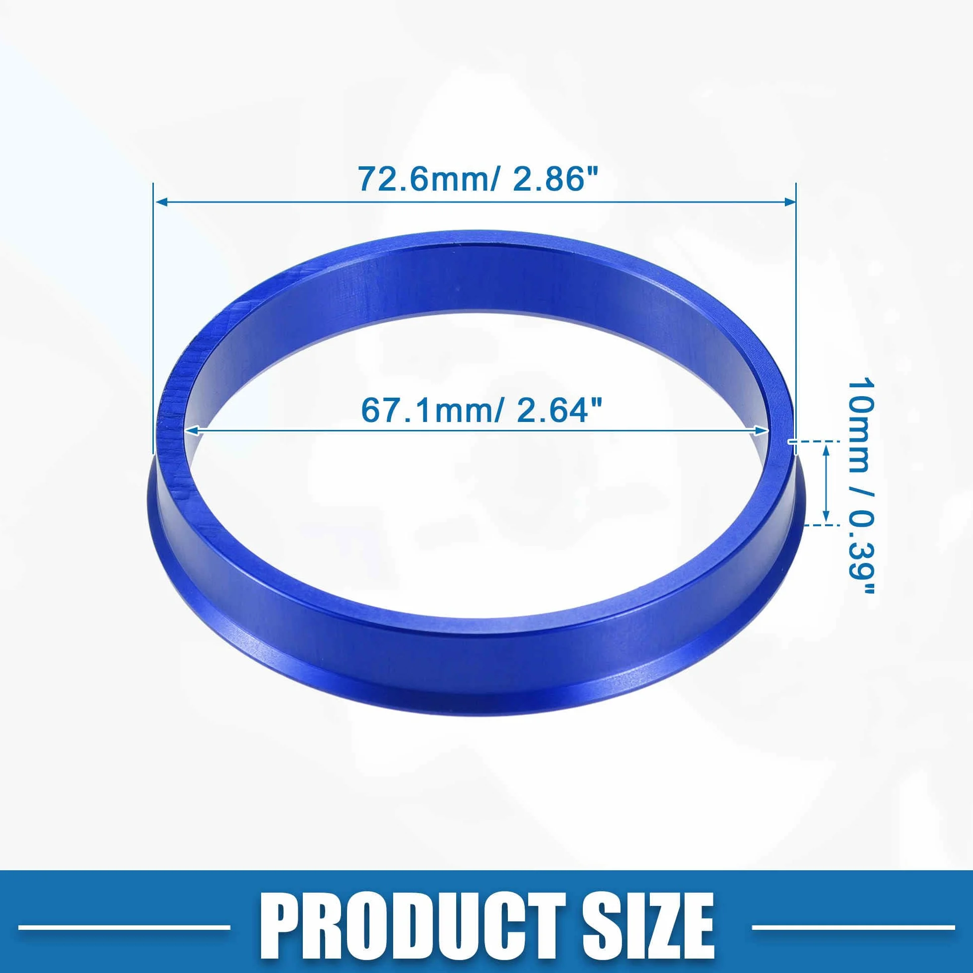 A ABSOPRO Juego de 4 Anillos Centradores de Buje de Coche OD 72.6mm A ID 67.1mm Anillos Centradores de Buje Espaciador de Centro de Rueda de Aleación de Aluminio Azul