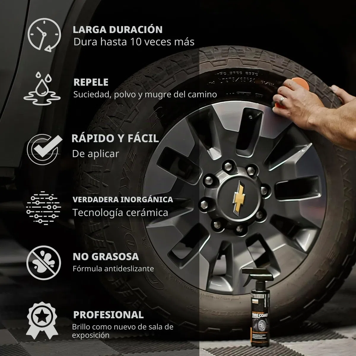 CERAKOTE Rapid Ceramic Tire Coat – Pulido de neumáticos de cerámica de secado rápido – Acabado negro profundo para neumáticos – Dura hasta 10 veces más – Recubrimiento cerámico para neumáticos sin