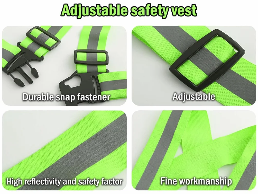 4PCS Seguridad Chaleco Reflectante Moto+4PCS Bandas Reflectoras+4PCS Brazalete Reflectante, Ajustable Visibilidad Alta Chaleco Reflectantes con Bolsa, para Correr,Senderismo,Ciclismo,Carreras