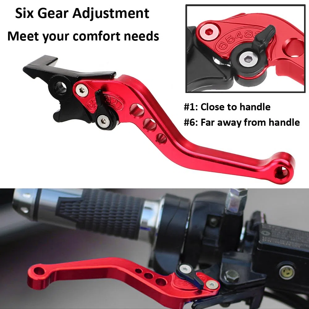 1 Par Palancas Embrague Freno de Motocicleta 22mm Manija de Palanca de Freno 7/8" CNC Aluminio Maneta de Embrague Palanca de Freno de Disco Doble Ajustable Universal Rojo
