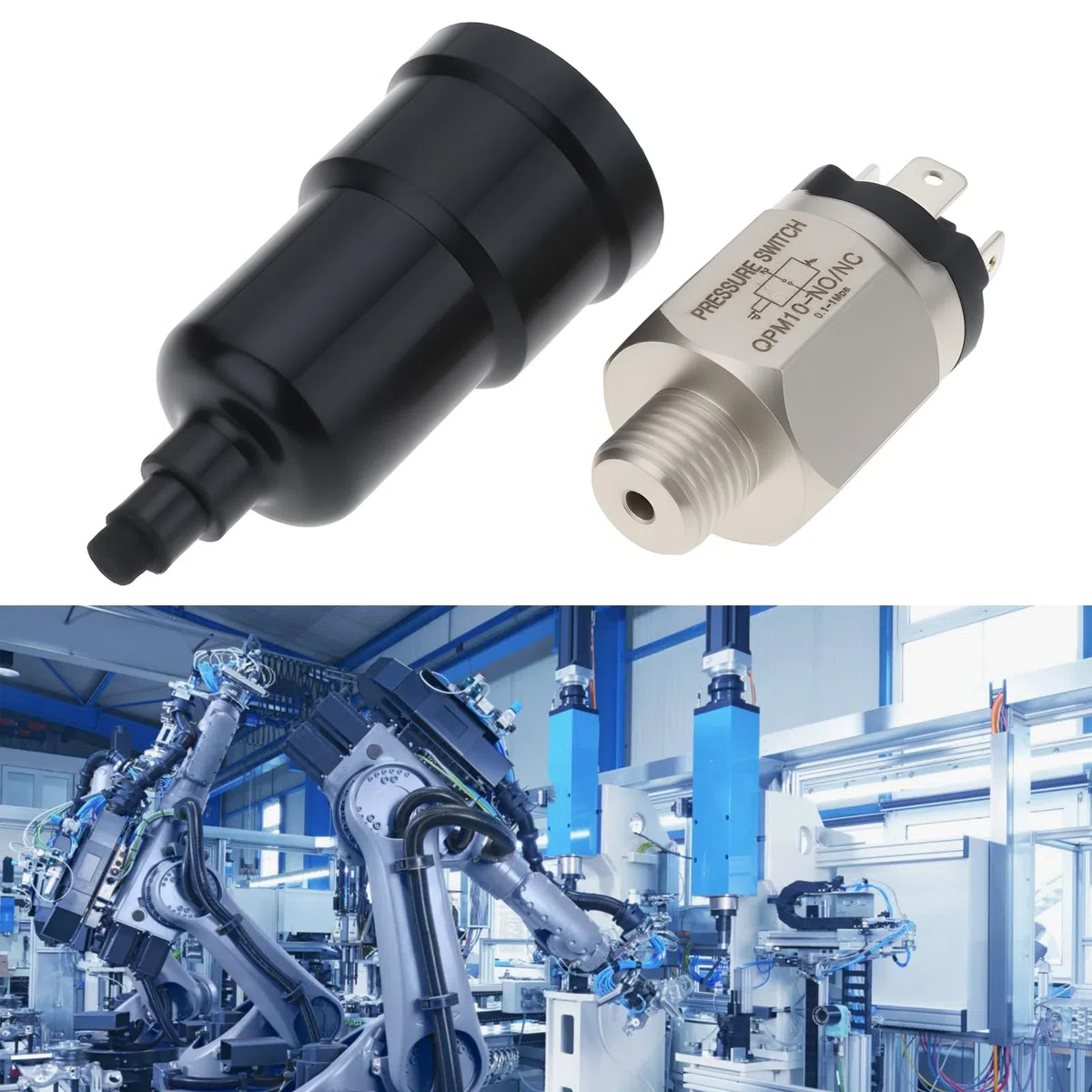 Interruptor de Presión de Aire Ajustable QPM10-NO/NC Rosca de 1/4 de Pulgada para Automatización Industrial Y Equipos Mecánicos 0,1-1 Mpa