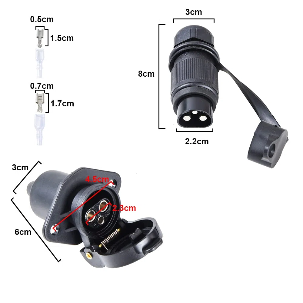2 Piezas x Enchufe Remolque 3 Pines Y Zócalo Remolque 3 Pines 12V, Conector 3 Pines Impermeable Remolque, Adaptador Enchufe Remolque Conector 3 Pines, Para Tractor Camión RV Remolque(2 Piezas)