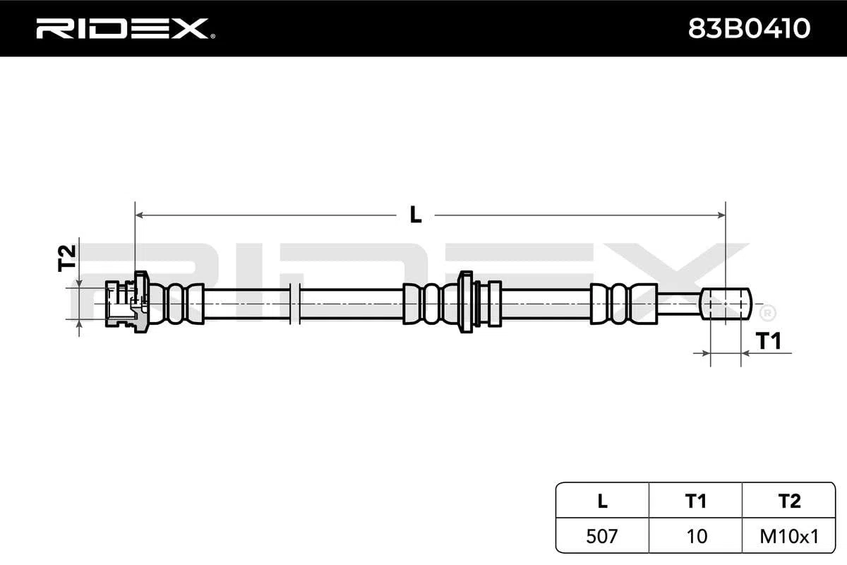 RIDEX 83B0410 Latiguillo de freno Delantero, ambos lados Compatible con NISSAN SUNNY II Coupé B12
