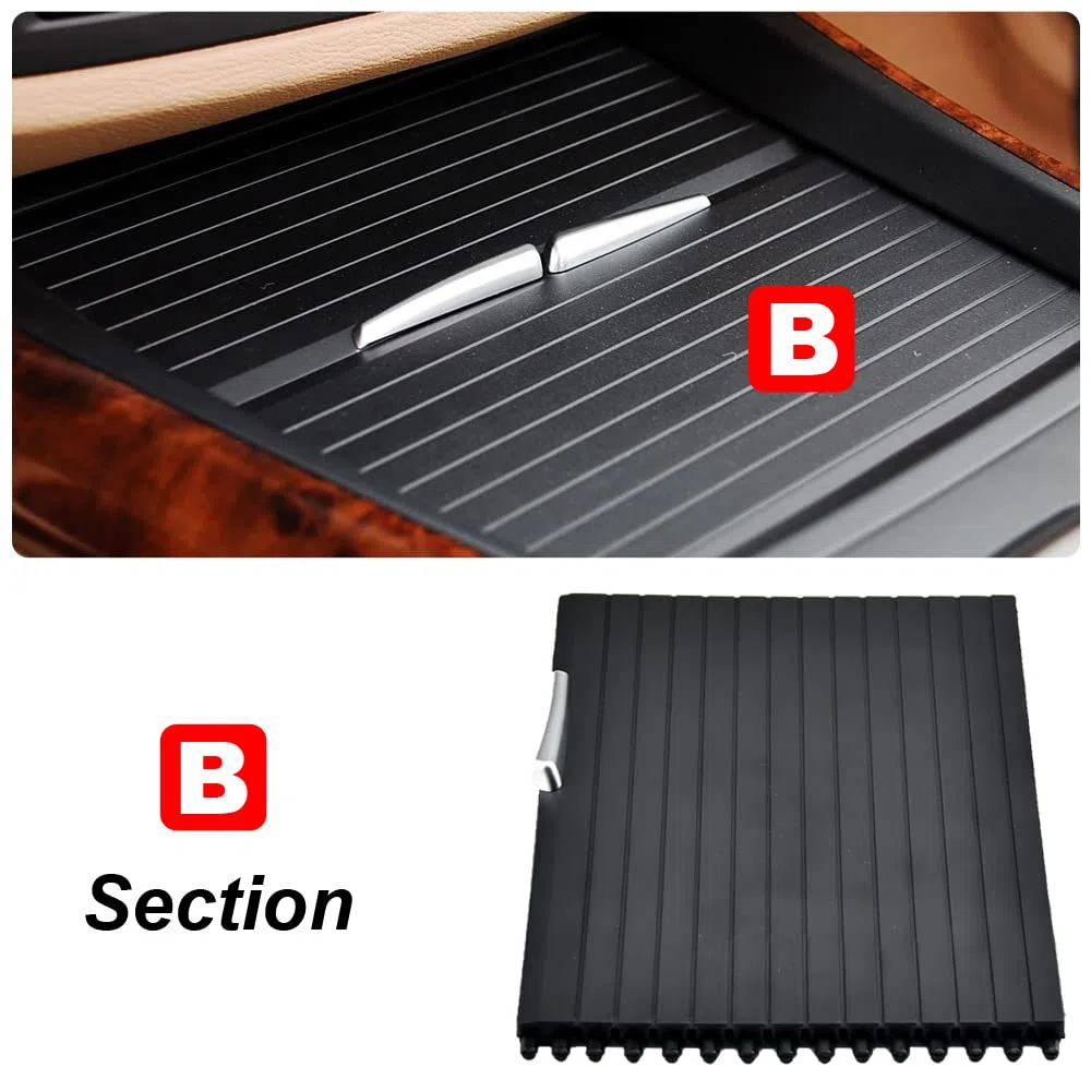 Coche Centro de la Consola Portavasos Cubierta Deslizante Roller Persianas Caja de Almacenamiento Cremallera Deslizante Cubierta Compatible con B-MW X5 E70 X6 E71 E72 07-14-B Sección