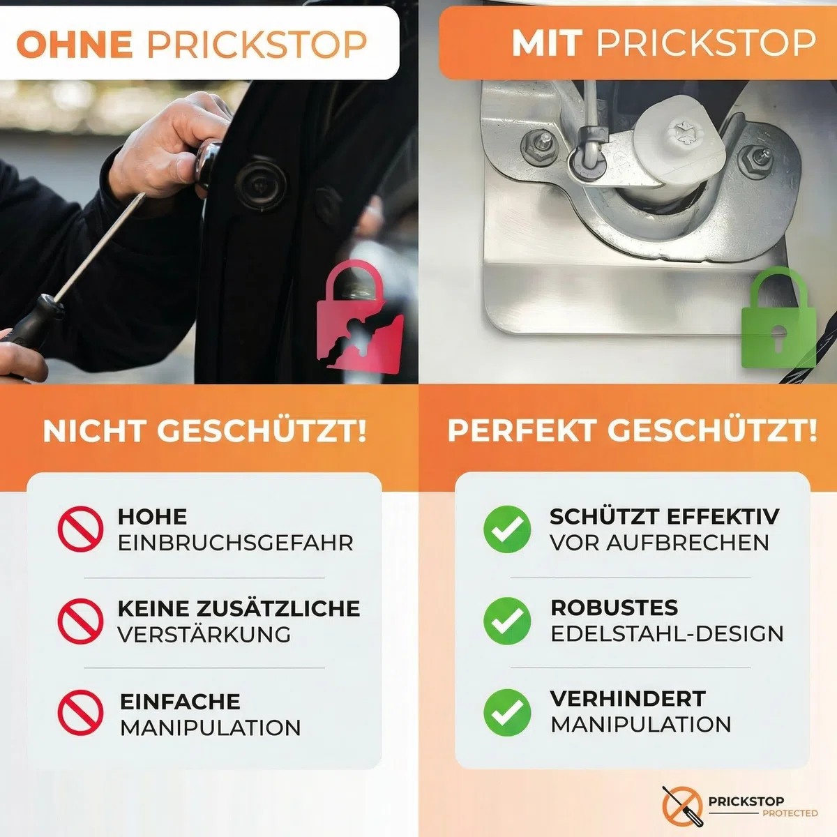 Prick Stop Seguridad para puerta | Protección para FIAT Ducato, Citroen Jumper, Peugeot Boxer y Pössl Autocaravana | Prickstop protección contra robos