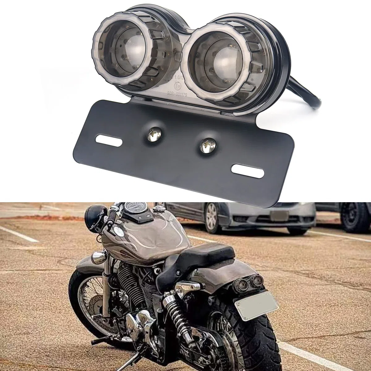 Universal 40 LED Doble Luz Trasera de Moto Luz de Freno,Indicadores de señales de Giro Lámpara de Funcionamiento con Soporte de placa de Matrícula para Street Bike Dirt Bike