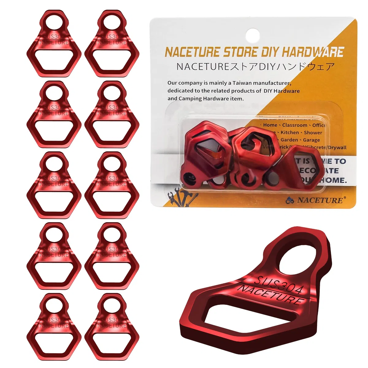 NACETURE Gancho de anclaje de amarre para motocicleta, de acero inoxidable resistente, paquete de 10 – Anillos de correa de amarre para motocicleta, accesorios para camión, cámper, remolque, camioneta
