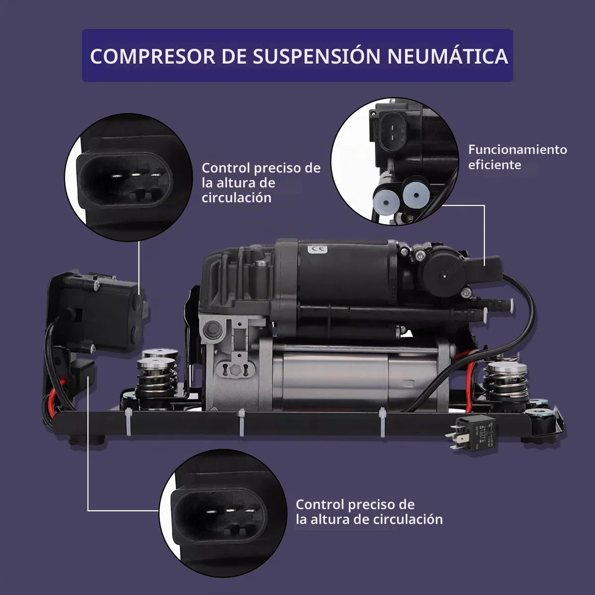 Válvula Solenoide de Bomba de Compresor de Suspensión Neumática Compatible con Serie 5 Gran Turismo 2009-2016, Serie 5 Touring 2009,Serie 7 2008-2015, Reemplazo para 37206789450