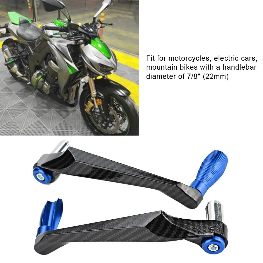 Protector de Manillar de Motocicleta, 7/8 Pulgadas 22 mm Universal CNC Aluminio Manillar Freno Embrague Palanca Protector de Mano para Moto Scooters Coches Eléctricos Bicicletas de Montaña (Azul)